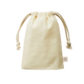 オーガニックコットンガゼット巾着（S） ナチュラル【シルク印刷/フルカラー熱転写】TR-1168