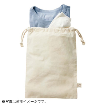 オーガニックコットンガゼット巾着（L） ナチュラル【シルク印刷/フルカラー熱転写】TR-1170