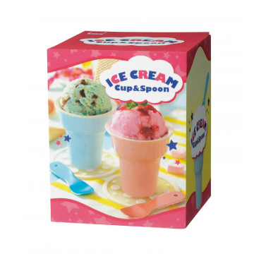 アイスクリームカップ＆スプーンセット【パッド印刷/レーザー加工】　2263850