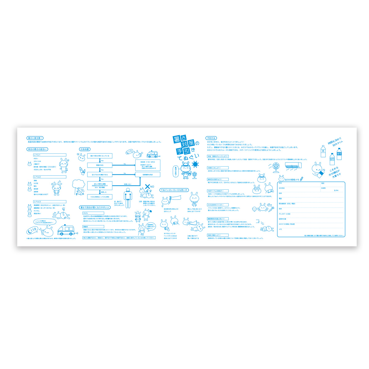 暑さ対策の手引きてぬぐい　7329