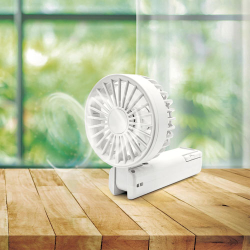 折りたたみ式2WAYダブルファン（カラビナ付き）（ミストホワイト） 261621