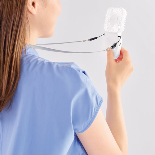 充電式3WAY折りたたみハンディファン（ネックストラップ付き） 261012