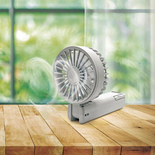 折りたたみ式2WAYダブルファン（カラビナ付き）（アイスグレー） 261622