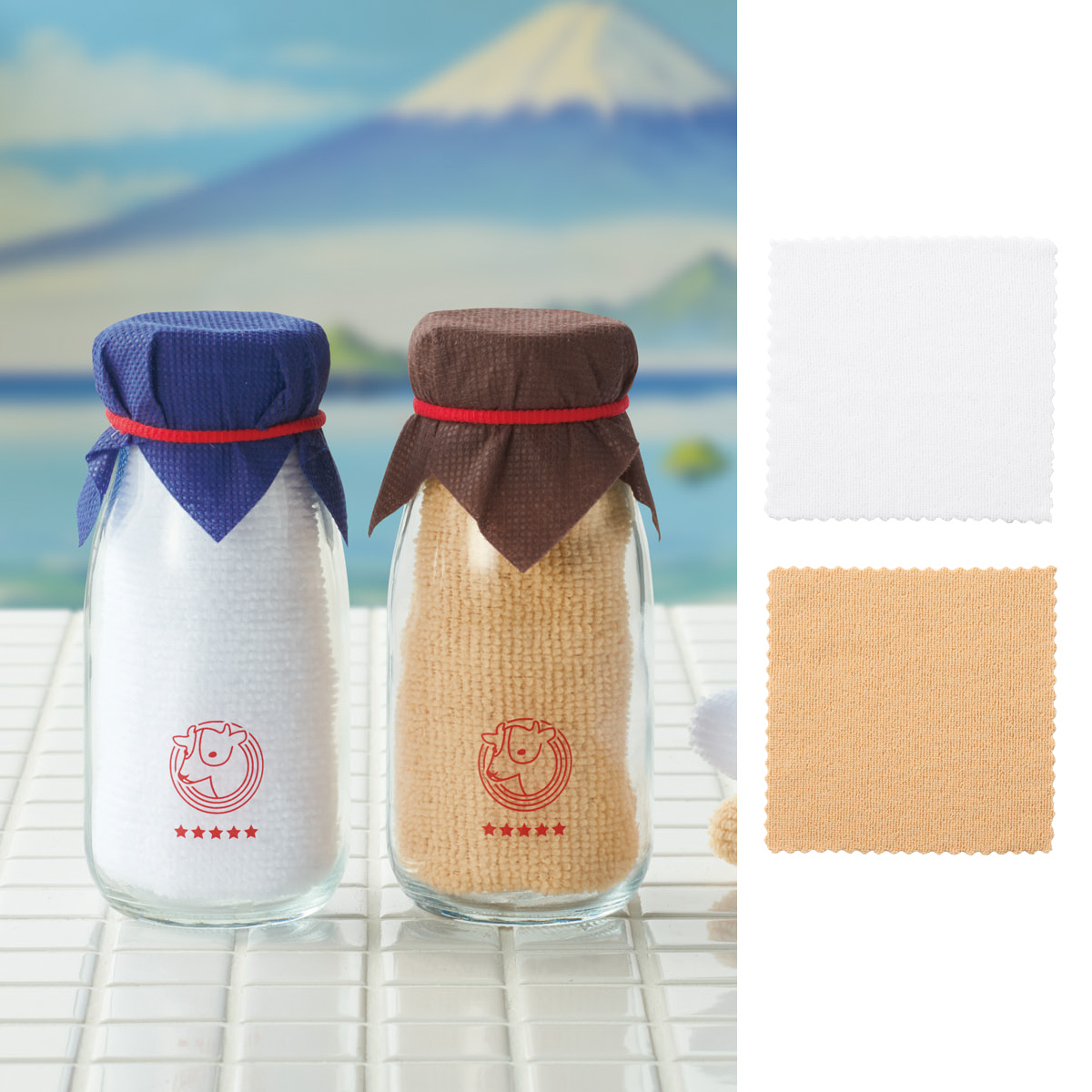 牛乳瓶入りハンカチタオル　36660