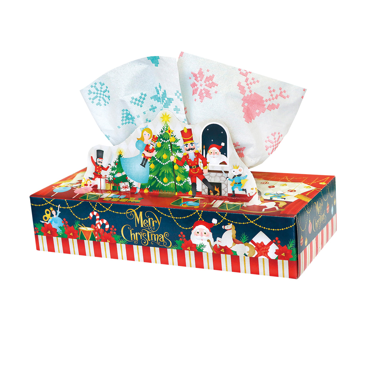 クリスマスBOXティッシュ120Ｗ　36786