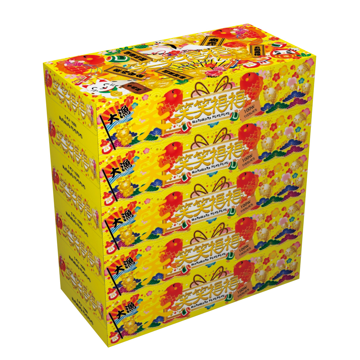 笑笑福福BOXティッシュ100W5個組　36309