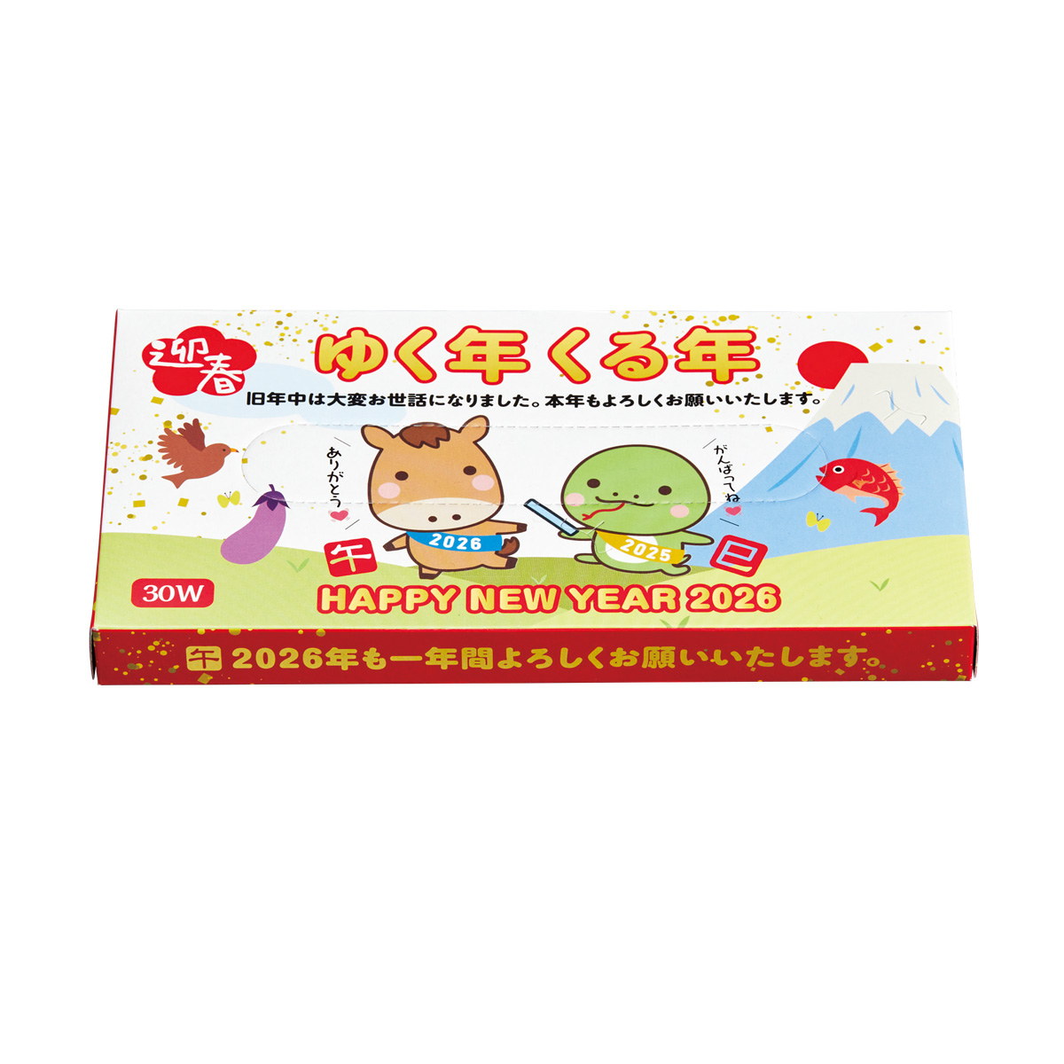 ゆく年くる年BOXティッシュ30W 午 36792