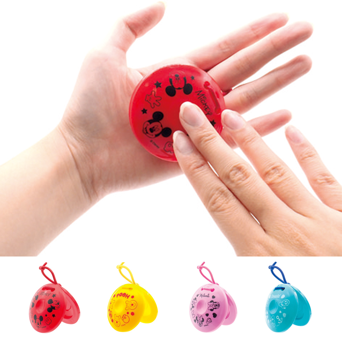 キャラクター顔柄カラフルカスタネット　36976