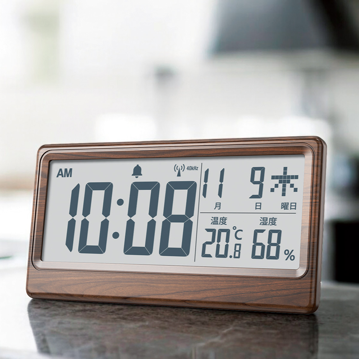 温湿度表示付き電波時計　36951