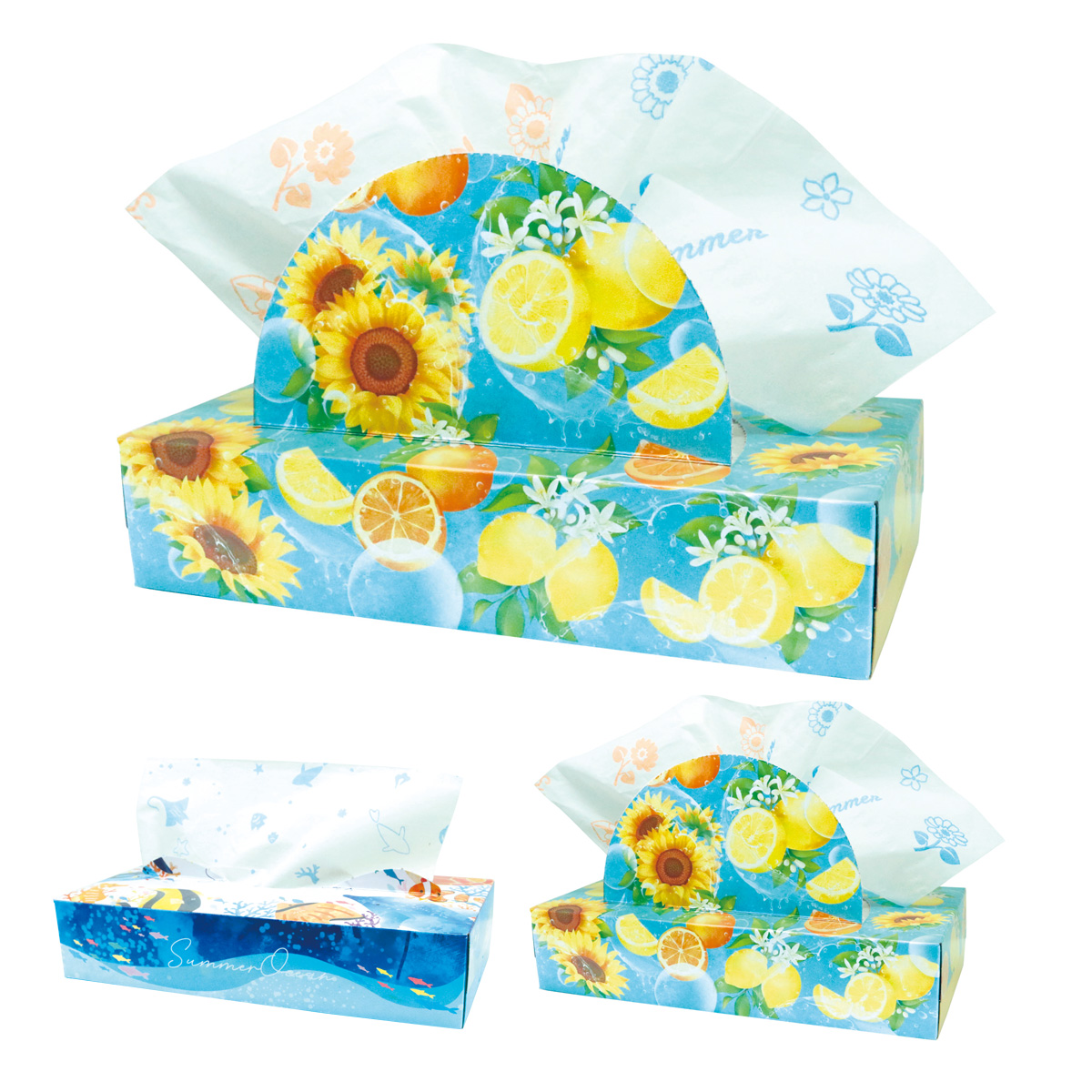 夏柄BOXティッシュ120W　37073