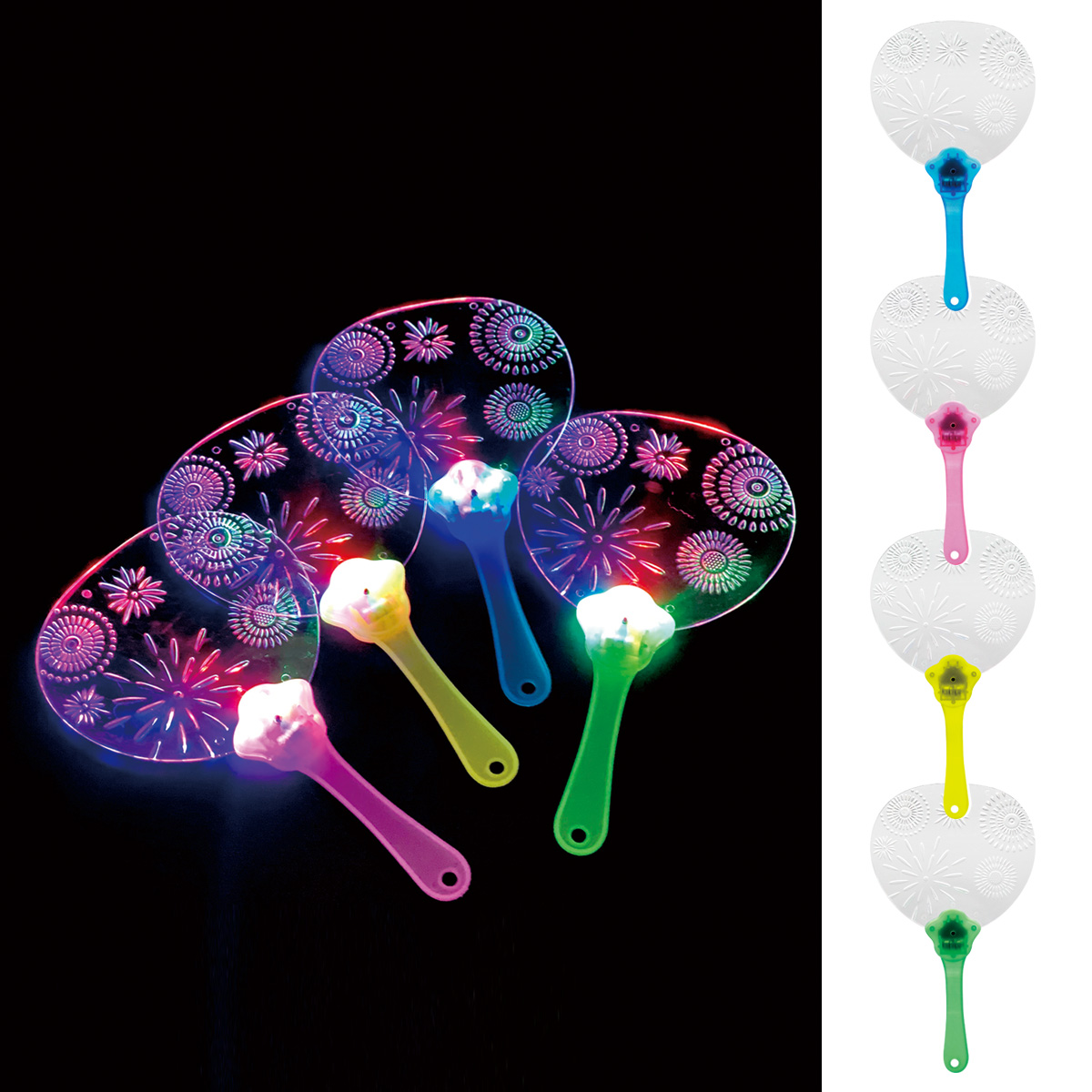 光るうちわ 花火柄　36582