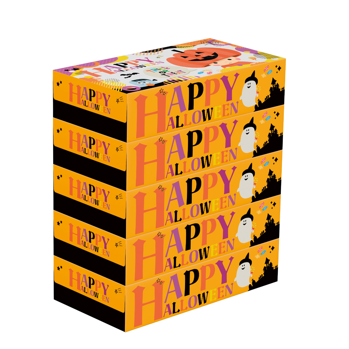 ハッピーハロウィンBOXティッシュ100W5個組　37255