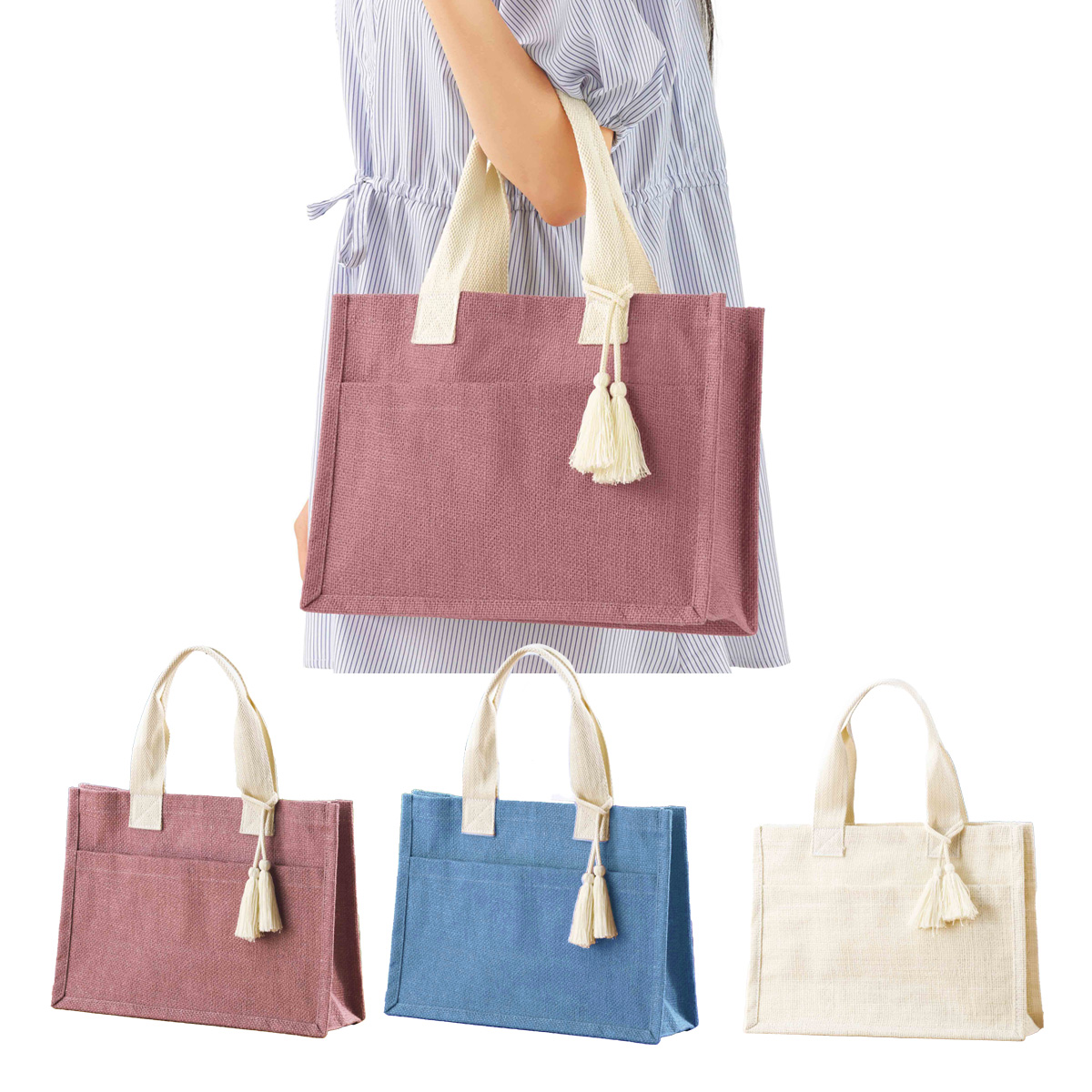 リクス／タッセルジュートバッグ　46019