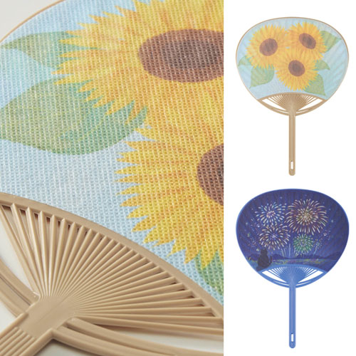 水で濡らせる布うちわ　47055