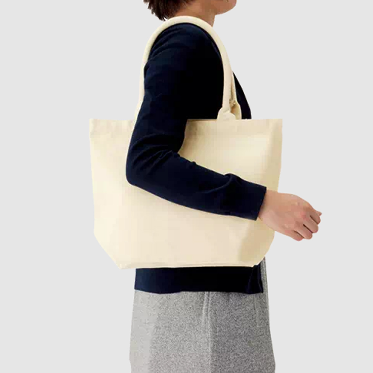 厚手キャンバスパイプハンドルトート（M）ナチュラル TR-0721-008