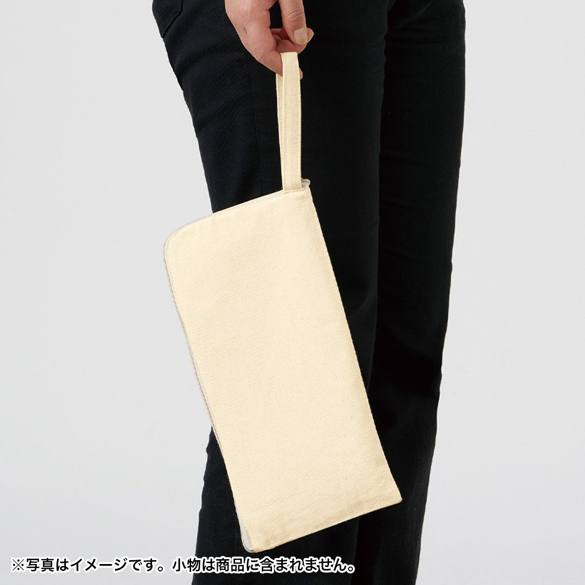 キャンバスL字ファスナーフラットポーチ（M）　ナチュラル TP-0008-008