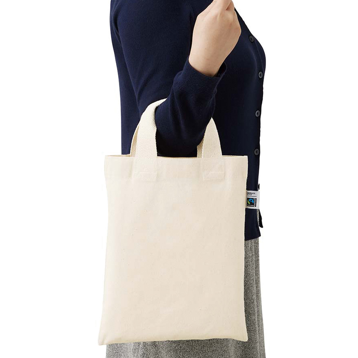 フェアトレードコットンA4フラットバッグ　ナチュラル TF-0020-008