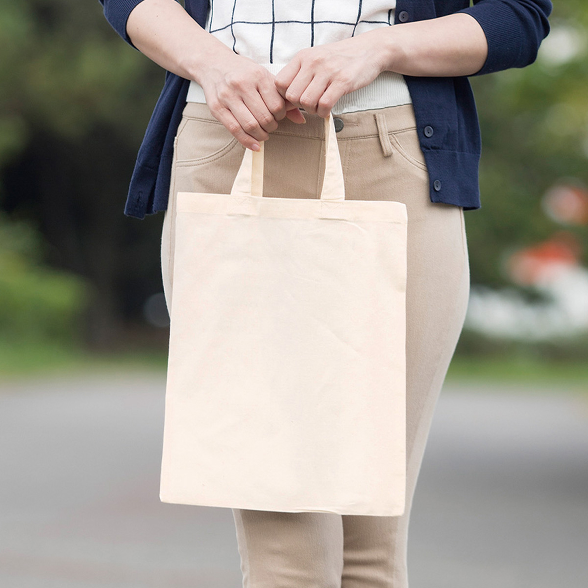 オーガニック厚手コットンA4フラットバッグ　ナチュラル TR-1294-008