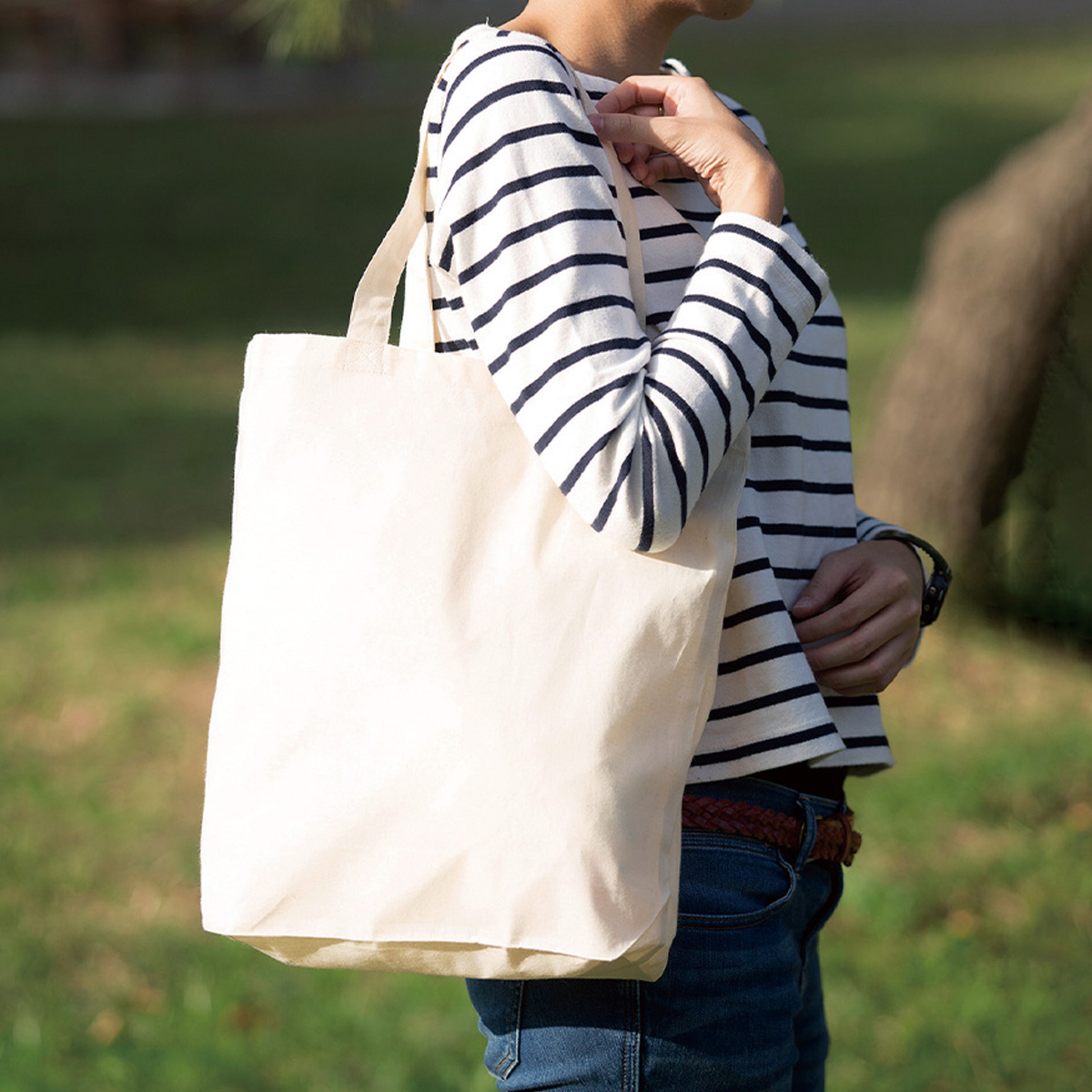 オーガニック厚手コットンバッグ（M)　ナチュラル TR-1296-008