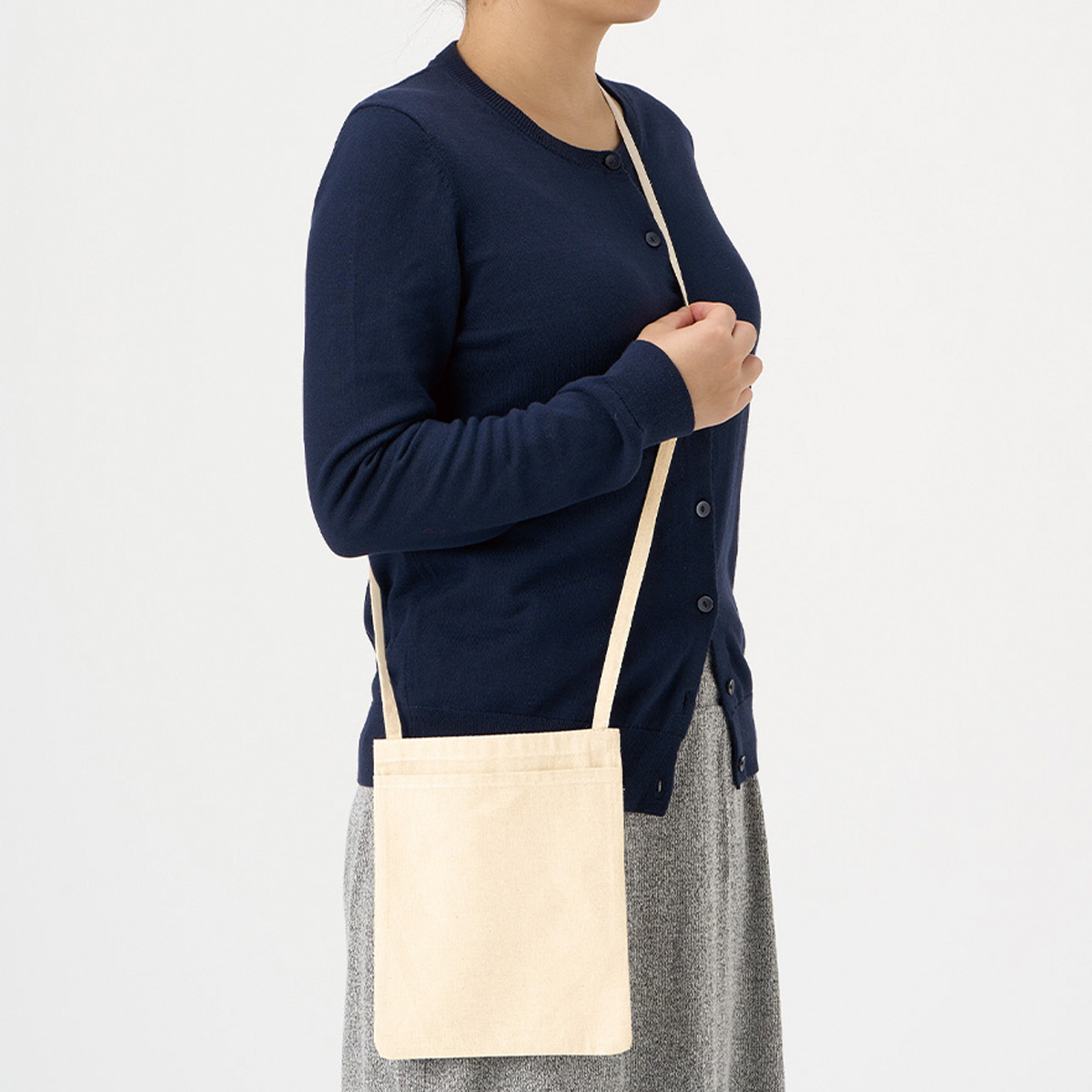 オーガニック厚手コットンポケットサコッシュ　ナチュラル TR-1299-008