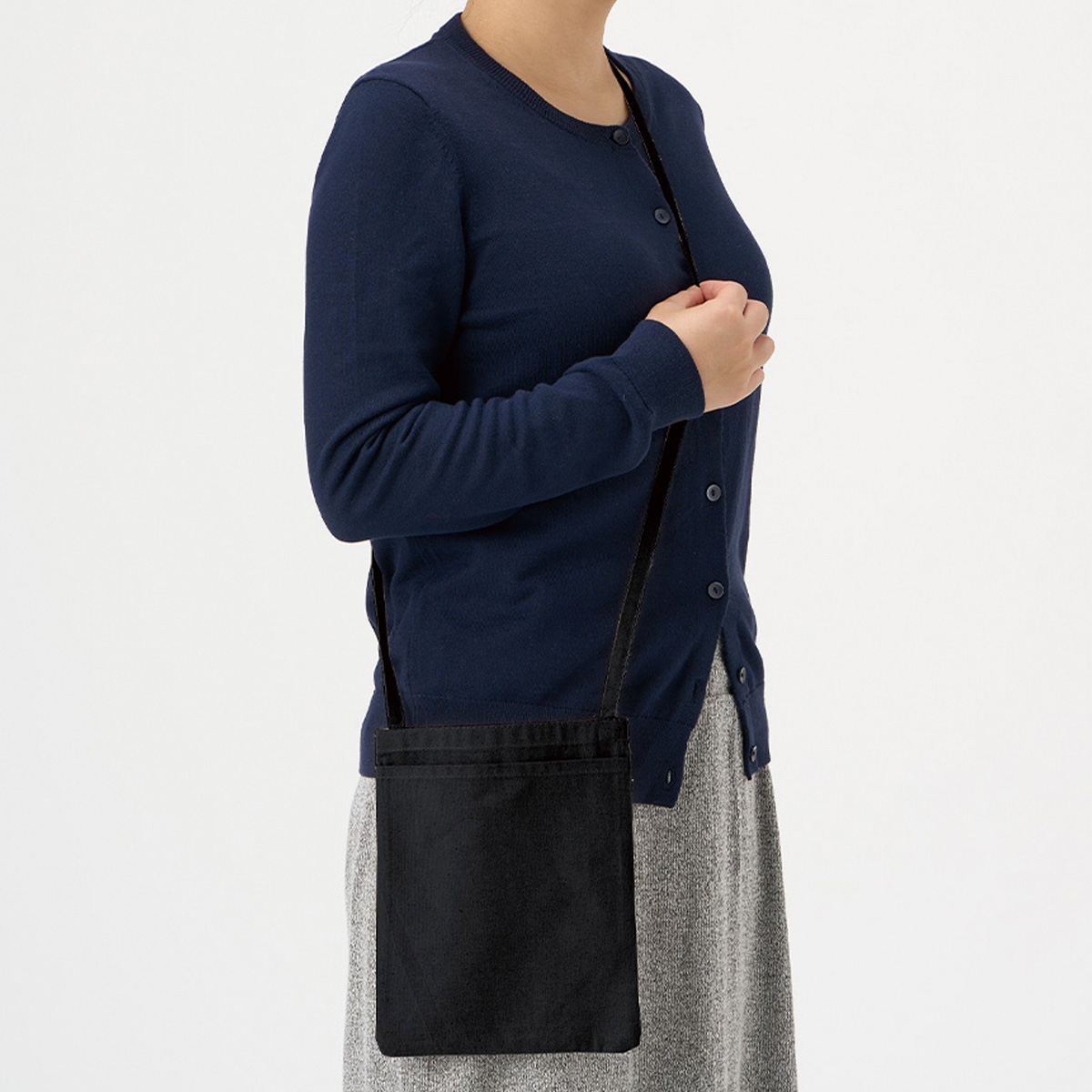 オーガニック厚手コットンポケットサコッシュ　ブラック TR-1299-009