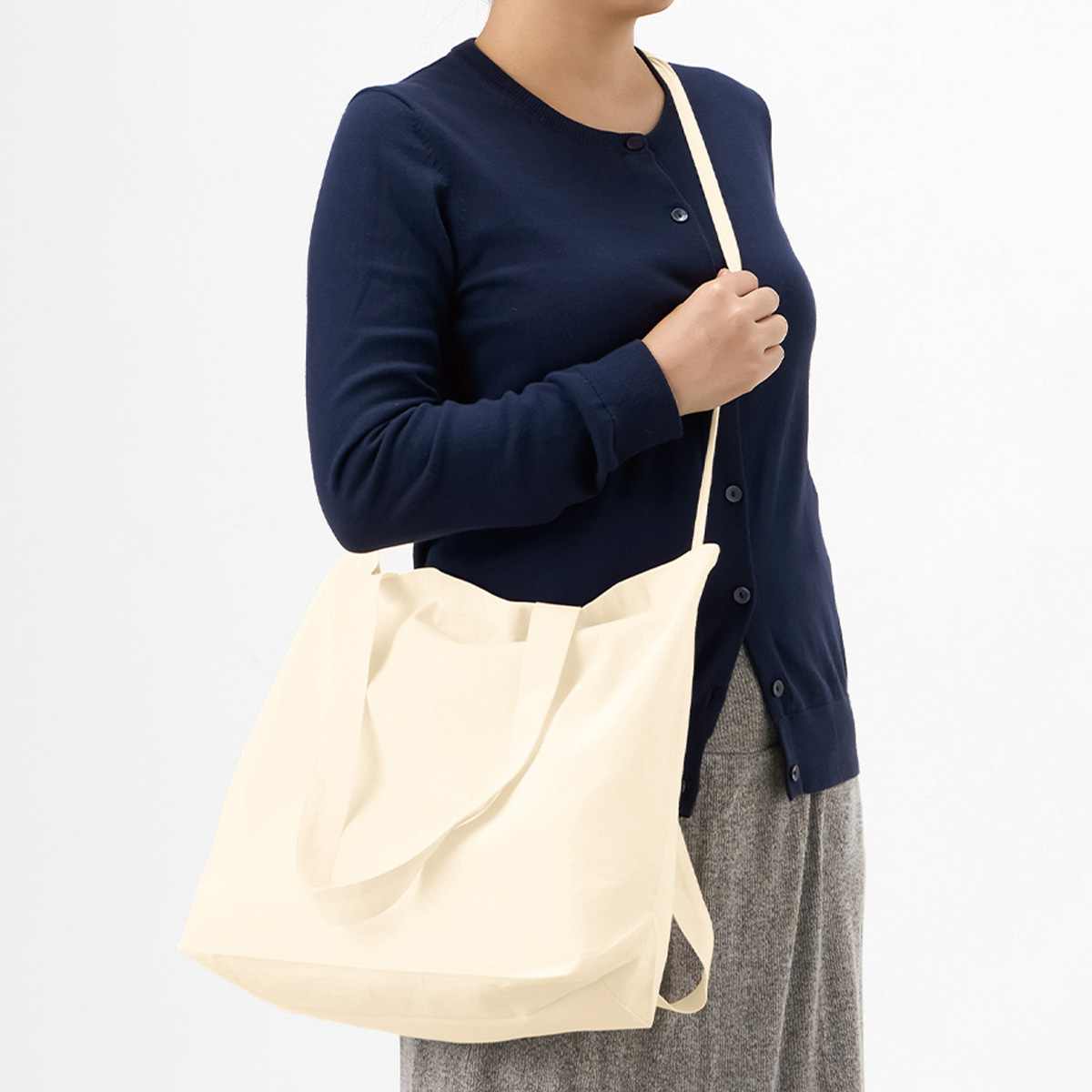 オーガニック厚手コットン紐リボントート　ナチュラル TR-1304-008