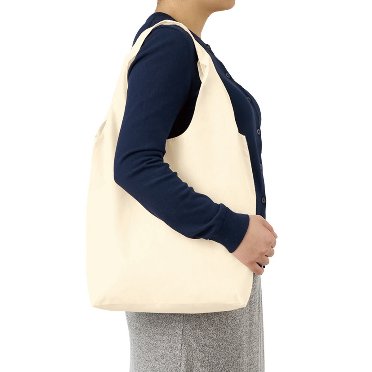 厚手コットンショルダーハンドルトート（M）　ナチュラル TR-1337-008