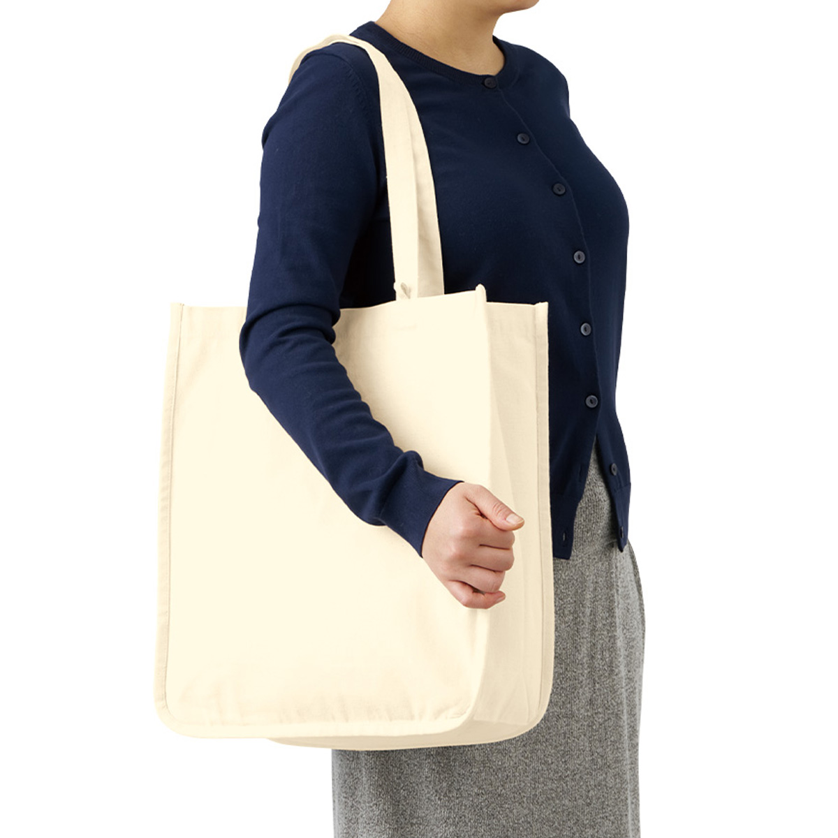 キャンバスホリデースクエアトート仕切りポケット付ver.2　ナチュラル TR-1343-008