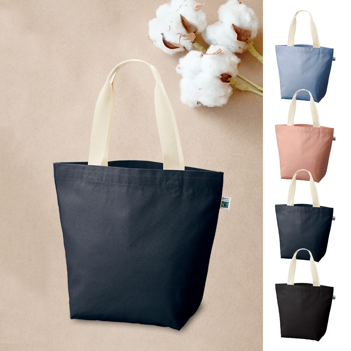 フェアトレードコットンキャンバストート（L） 内ポケット TF-0019