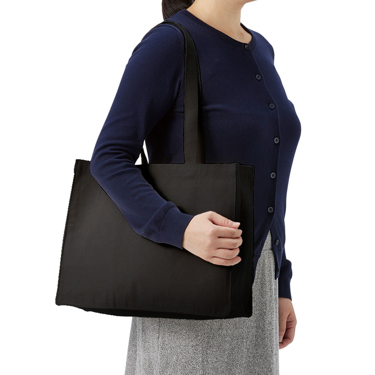 オーガニックコットンキャンバスボックストート　ナイトブラック TR-1176-009