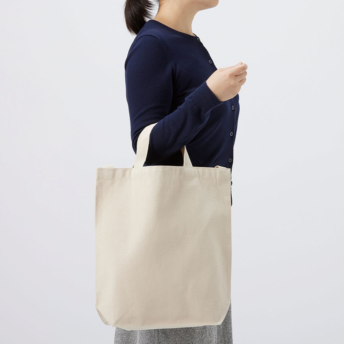 オーガニックコットンキャンバスWスタイルバッグ　ナチュラル TR-1175-008