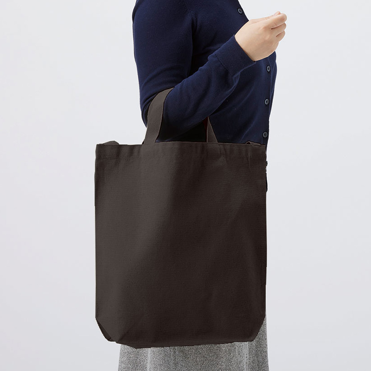 オーガニックコットンキャンバスWスタイルバッグ　ナイトブラック TR-1175-009
