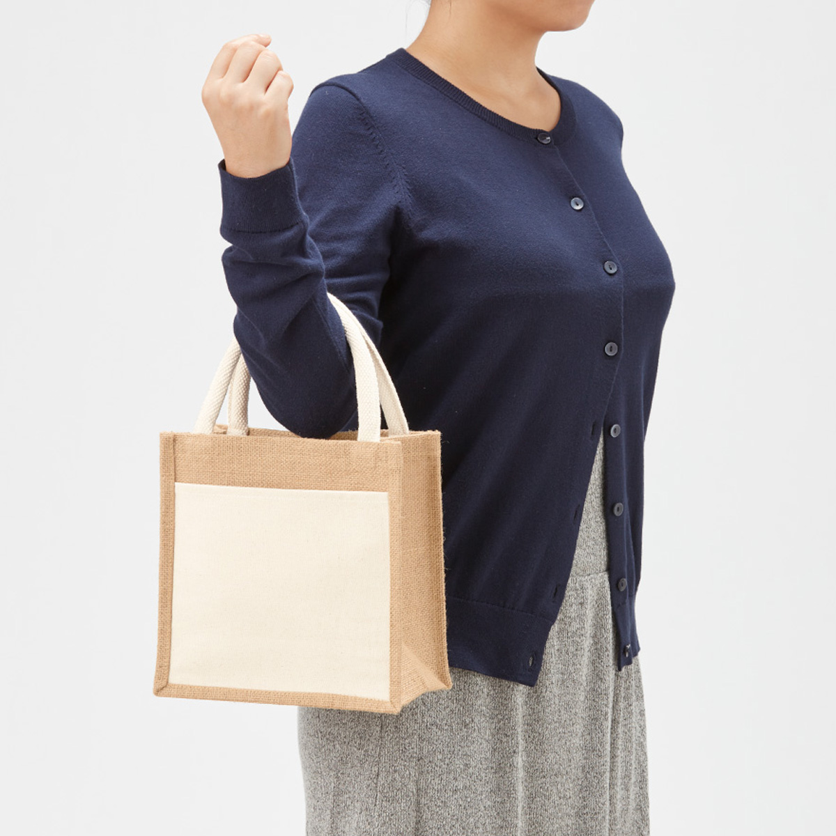 ジュート＆キャンバスポケットトート（S）　ナチュラル TR-1214-008