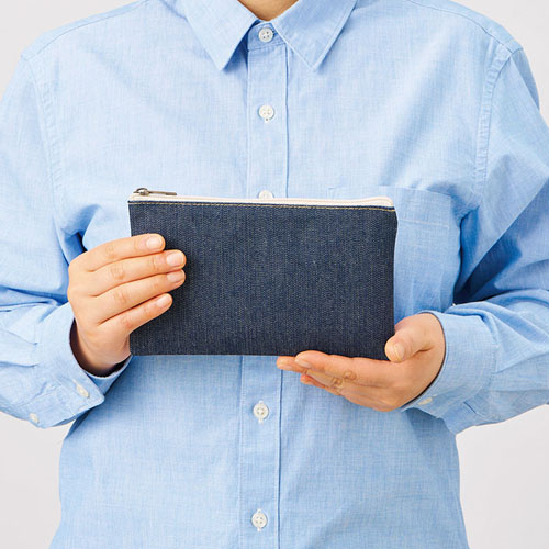 デニムフラットポーチ（S）　インディゴ TP-0038-006