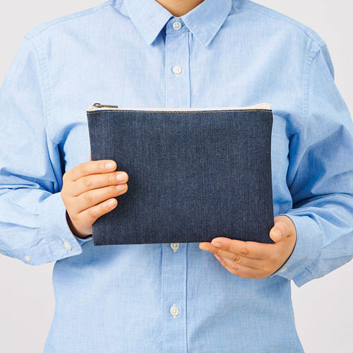 デニムフラットポーチ（M）　インディゴ TP-0039-006
