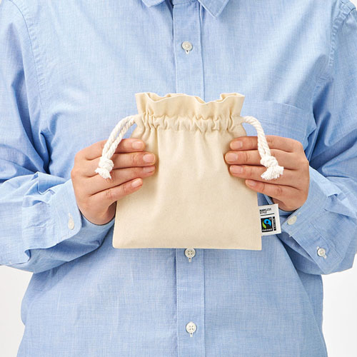 フェアトレードコットンフリル巾着（S）　ナチュラル TP-0048-008