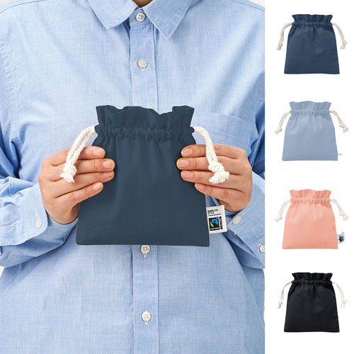 フェアトレードコットンフリル巾着（S）　カラー TP-0048