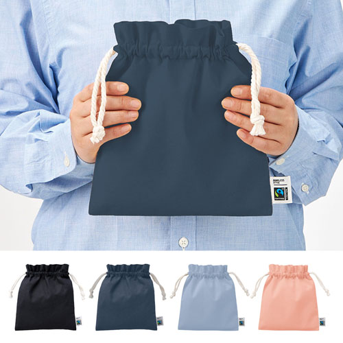 フェアトレードコットンフリル巾着（M）　カラー TP-0049