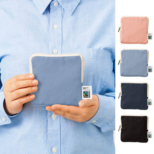 フェアトレードコットンスリムスクエアポーチ（S）　カラー TP-0050