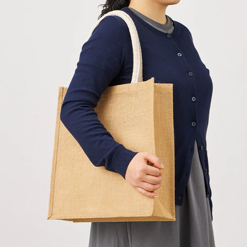 ジュートスクエアトート（ML）　ナチュラルベージュ TR-1398-028