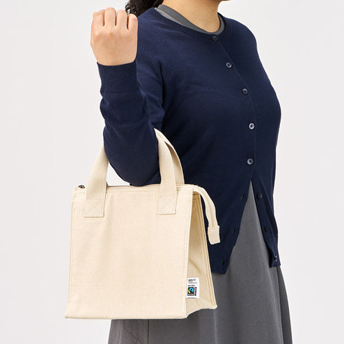 フェアトレードコットンスクエア保冷トート（S）　ナチュラル TR-1403-008
