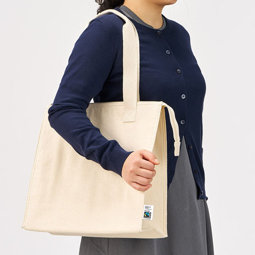 フェアトレードコットンスクエア保冷トート（M）　ナチュラル TR-1404-008