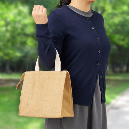 ジュートスクエア保冷トート（S）　ナチュラルベージュ TR-1405-028