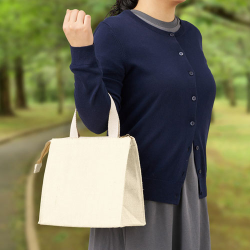 ジュートスクエア保冷トート（S）　ナチュラルホワイト TR-1405-044